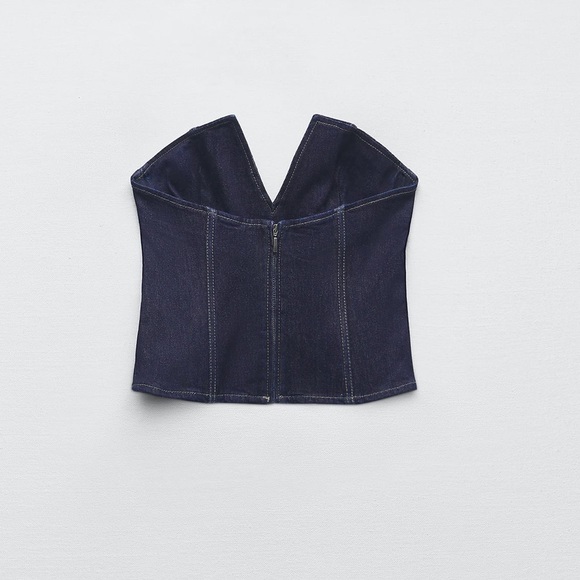 ZARA 2 PIECE ZW DENIM CORSET AND HIGH-WAISTED WIDE LEG LOOSE FIT JEANS - Picture 6 of 8